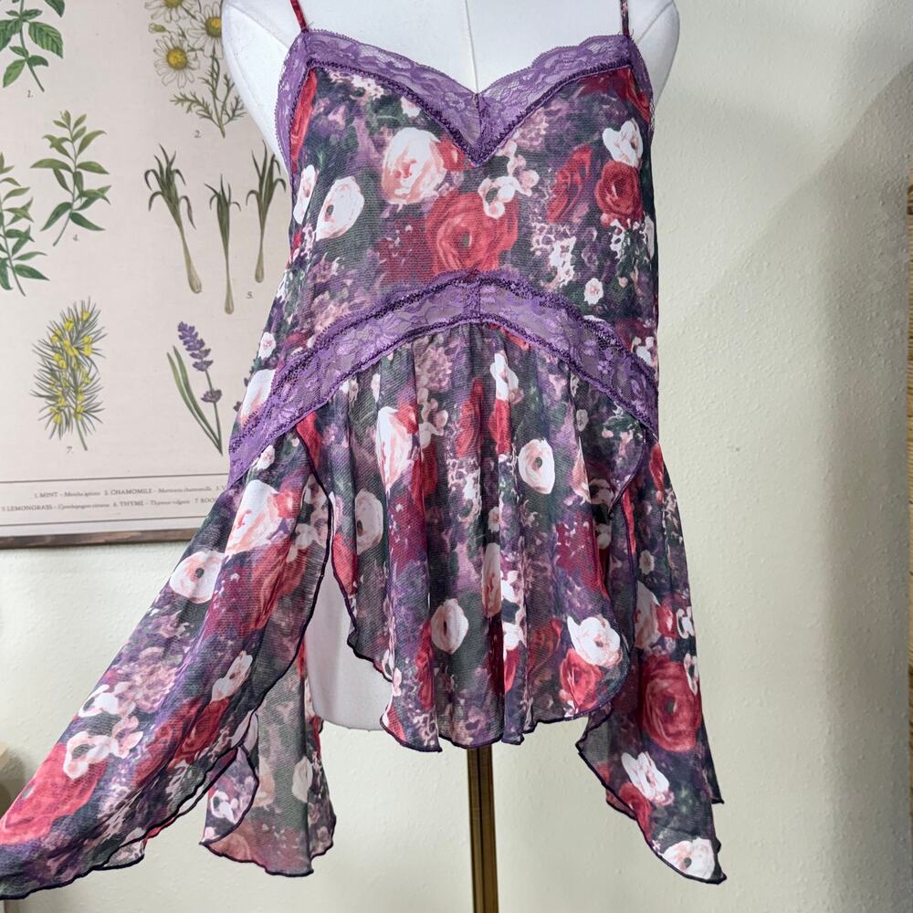 Intimately Free People Floral Asymmetric Oversized Cami Top Fairy Romantic XS - Picture 2 of 8